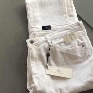AG White Straight Leg Jeans